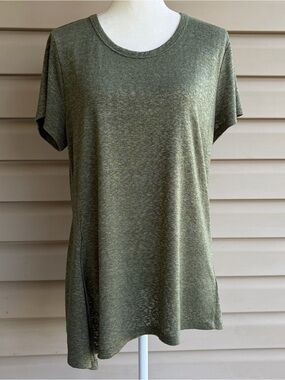 •Bobeau• Olive Green Asymmetrical Lightweight Knit Tunic - Size XL